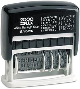 2000 Plus 12-in-1 Self Inking Date and Message Stamp, for Business and Office, Black Ink (011090)