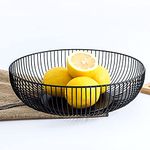 DMAR Black Wire Fruit Bowl, 28x8cm Large Metal Fruit Basket, Modern, Keep Fruit Fresh Longer