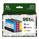 951XL High Yield Ink Cartridges for HP 951XL - Use with OfficeJet Pro 8610, 8600, 8615, 8620, 8620, 8625, 276dw 251dw (1 Cyan, 1 Magenta, 1 Yellow, 3-Pack)