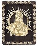 Decorative Shree Guru Nanak Dev JI Double Sided Tape Wooden Frame Car Dashboard