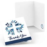 Big Dot of Happiness Blue Elegant Cross - Boy Religious Party Thank You Cards (8 Count)