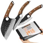 Matsato Knife Set 3-Piece Kitchen Knife Set – Chef Knife, Kitchen Knife & Butcher Knife Set, Stainless Steel Kitchen Knives, Couteau Cuisine Bundle