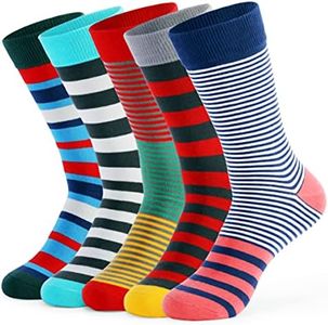 QLSCKVST Men's Dress Socks Fun socks Comfortable Soft Business cotton Casual Crew Colorful striped socks One Size Multi-pack (Color12)