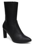 SHERRIF Women's Black Color Block Heels Boots (SF-4496-BLACK-40)