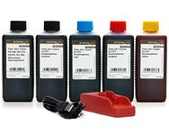 Complete set including chip resetter for PGI-570 CLI-571 cartridges with 5 x 1000 ml ink for Pixma MG 5700, MG 6800, TS 5000 und TS 6000 printer, ink set 5000 ml refill ink, unlimited resets (non OEM)