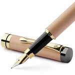 Wordsworth & Black's Fountain Pen Set, Luxury Bamboo Wood - Medium Nib, Gift Case; Includes 6 Ink Cartridges, Ink Refill Converter -Journaling, Calligraphy, Drawing, Smooth Writing [Maple Wood]