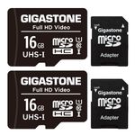 Gigastone Micro SD Card 16GB 2-Pack MicroSD HC U1 C10 with Mini Case and SD Adapter High Speed Memory Card Class 10 UHS-I Full HD Video Nintendo-Switch Dash cam GoPro Camera Samsung Canon Nikon Drone