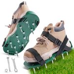 URAQT Lawn Aerator Shoes, 45mm Studded Garden Lawn Aerator Spike Shoes with Hook Loop Straps, One Size Fits All Free-Installation Heavy Duty Spiked Shoes for Yard Patio Garden