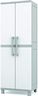 Keter Storage Cabinet with Doors and Shelves for Laundry Room, Garage, Bathroom Accessories, Closet and Home Organization, White & Grey