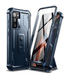 Dexnor Compatible with Samsung Galaxy S21 FE 5G Case 6.4 Inch (Not Fit Galaxy S21) with Built-in Screen Protector Military-Grade 360 Full Body Shockproof Bumper Protection Cover with Stand - Navy Blue