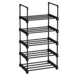 SONGMICS Shoe Rack, 5-Tier Metal Shoe Storage Organiser, Customisable Design, Metal Frame, Space-Saving Rack, for Dressing Room, Hallway, 30 x 45 x 89 cm, Black LSA005B02