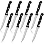 Herogo Steak Knives Set of 8, Stainless Steel Serrated Steak Knife with Ergonomic Handle, Sharp Kitchen Knife for Meat Bread Cutting, Dishwasher Safe, Dinner Table Knives Set