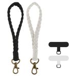 DIVINA VITAE Boho Macrame Lanyard for Phone Handmade Phone Wrist Strap with Tether Tab Wrist Strap for Phone Case Women Girls (1 Black + 1 White)