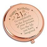 21st Birthday Gifts for Women Compact Makeup Mirror Gift for 21 Year Old Girls Happy 21st Birthday Gifts for Daughter Sister Friends Niece Folding Makeup Mirror for Her Inspirational Birthday Gift