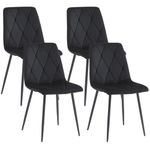 Artist Hand Set of 4 Dining Chairs for Dining Room Living Room, Velvet Fabric Kitchen Chairs Set with Upholstered Seat Backrest Solid Metal Legs, Black