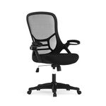 Flash Furniture High Back Black Mesh Ergonomic Swivel Office Chair with Black Frame and Flip-up Arms