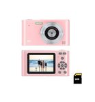 Digital Pocket Camera, Digital Point and Shoot Camera with 16X Zoom, FHD 1080P Camera, Anti Shake, Compact Small Camera Gift for Boys Girls Kids (Pink)