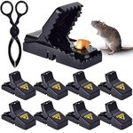 Mouse Trap, 8 Pack Mouse Traps Indoor and Outdoor, Reusable Mice Traps for Small Mice and Mouse, Sensitive, Safe and Effective, Black