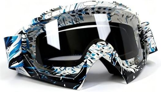 Shutuan Dirt Bike Goggles Motorcycle ATV Glass Riding Four Wheeler Offroad Mx Racing Helmet Goggles (Blue white frame clear lens)