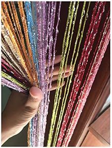 Eyotool 1x2 M Door String Curtain Rare Flat Thread Fringe Panel Room Divider Cute Strip Tassel for Wedding Coffee House Restaurant Parts (Multicolor)