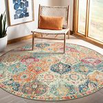 Lahome Moroccan Trellis Washable Round Area Rug - Non-Slip Round Rugs 6ft Ultra-Thin Large Circle Rugs for Livingroom Soft Throw Rug Vintage Carpet for Bedroom Kitchen Nursery(6ft-Round,Cream)