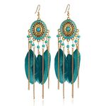 Shining Diva Fashion Women's Blue Non Precious Metal Feather Stylish Tassel Earrings (9523er)