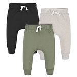 Gerber Baby Boys' Toddler 3-Pack Jogger Pants, Green/Black, 18 Months