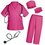 Doctor costume for kids scrubs pants with accessories set toddler children cosplay 5T-6T rose