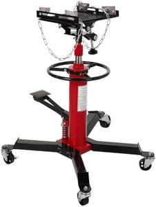 Transmission Jack, 1/2Ton/1100lbs Hydraulic Telescopic Transmission Jack, 2-Stage Floor-Standing Transmission Jack, with Foot Pedal, 360° Swivel Wheel, Garage/Workshop/Car Lift, Red