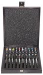 Bergeon 55-606 30009 Set of 9 Screwdrivers with 9 Tubes with Spare Blades in Wooden Box Watch Repair Kit