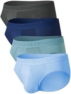 COLORFULLEAF Mens Underwear Briefs Soft Bamboo Underwear for Men Tagless Pouch Briefs with Fly 3 or 4 Pack, A-dark Grey/Navy Blue/Light Blue/Sky Blue, Large