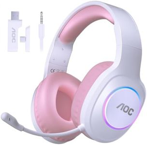 AOC Wireless Gaming Headphones Compatible with PS5/4, Switch, PC- Pink
