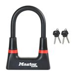 Master Lock Heavy Duty Bike D Lock [Key] [Certified Bike Lock] 8278EURDPRO - Ideal for Bike, Electric Bike, Mountain Bike, Road Bike, Folding Bike, Black, Medium