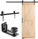 VEVOR 30in x 84in Sliding Barn Door with 5ft Barn Door Hardware Kit Included & Handle, Water-Proof Solid Wood, Easy Assembly, for Interior Rooms & Storage Closet, K-Frame, DIY, Stainable, Natural