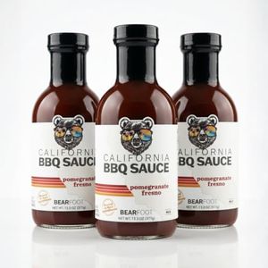 Pomegranate Fresno BBQ Sauce 3-pack – Bearfoot BBQ – Gluten Free, 13.3 oz, Small Batch, Non-GMO, No Preservatives, No Corn Syrup, No Seed Oils. Marinade, Cooking, Dipping & Finishing Sauce for Poultry, Beef, Pork, Seafood, Veggies & More.