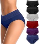 K-CHEONY Womens Underwear Cotton Panties Soft Lace Bikini Comfy Briefs Underpants Ladies Hipster for Women, Dark Assorted, 6 Pack, Medium