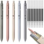 5pcs Gel Ink Pens 0. 5 mm Rolling Ball Smooth Fine Point Retractable Writing Pens Quick Dry Black Ink Pens Aesthetic Pens Ballpoint Pens With ten refills for Office School Home Supplies