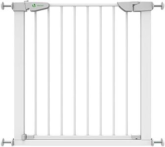 VOUNOT Puertas de Seguridad, 75-84 cm, Barrera Escalera para Perros, Sin Taladrar, Blanco