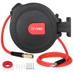 Hromee Retractable Air Hose Reel with 3/8 in. x 50 Ft Hybrid Air Hose, Auto Rewind Pneumatic Hose Reel, 300PSI