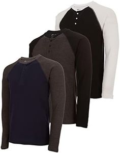 DARESAY 3 Pack: Thermal Shirts for Men- Henley & Crew Long Sleeve Shirts for Men – Mens Long Sleeve Shirts
