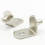 LAJIAOZ Hardware 20 Pcs 5mm L-Shaped Bracket Style Clips Shelf Support Pegs with Hole - Metal Nickel Plated Shelf Bracket Pins for Closets, Furniture, Cabinet , Bookshelf ,Kitchens Support