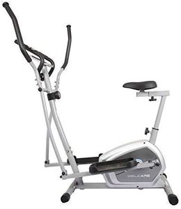 Welcare WC6044 Elliptical Cross Trainer for Home use with Adjustable seat, Free Diet Plan,Hand Pulse Sensor, Anti Slip Pedal, LCD Monitor, Adjustable Resistance Magnetic Exercise Cycle for Home Gym