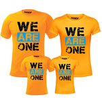 Hangout Hub Men's Women's Boy's & Girl's Regular Fit Cotton T-Shirt We are One (Yellow;Men XXL(44);Women L(38) ;Boys-2-4Yrs;Girls-8-10Yrs) Set of 4 Family T-Shirts