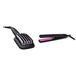 Philips BHH880/10 Heated Straightening Brush with Technology (Black) & Philips HP8302 Essential Selfie Straightener (Black)
