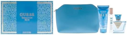 Guess Seductive Blue by Guess for Women - 4 Pc Gift Set 2.5oz EDT Spray, 3.4oz Body Lotion, 0.5oz EDT Spray, Pouch