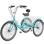 Slsy Adult Tricycles 7 Speed, Adult Trikes 20/24/26 inch 3 Wheel Bikes, Three-Wheeled Bicycles Cruise Trike with Shopping Basket for Seniors, Women, Men.