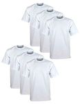 Pro Club Men's 6-Pack Heavyweight Cotton Short Sleeve Crew Neck T-Shirt, White, 2X-Large