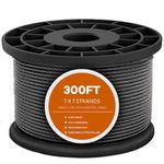 Zonegrace 300FT 1/8 T316 Black Stainless Steel Cable, Black Aircraft Cable for Deck Railing, 7 x 7 Strands Construction Braided Steel Cable, Wire Rope Cable for Railing