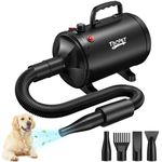 Dog Hair Dryer - 2800W Pet Grooming Hair Dryers with 4 Different Nozzles - Stepless Speed Dog Blaster Dryer, High Velocity Dogs Dryer Pet Blower Dryer, Low Noise Hair Dryer for Dogs Cats(Black)