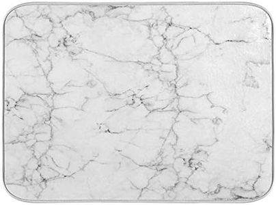 White Grey Marble Dish Drying Mat 18x24 for Kitchen Counter Black and White Marble Dishes Drying Pads Dish Drainer Rack Mats Absorbent Quick Drying Kitchen Accessories Coffee Bar Mats for Countertop